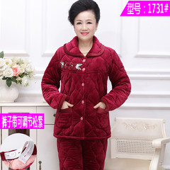 In the winter, the middle-aged and elderly people wear pajamas, coral velvet, cotton, three layer thickening, flannel mother, mother's home clothes If quality problems pass through, they can be returned! 1731# three layer thickening [trouser belt adjustme