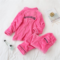 Euramerican tide pajamas female winter coral fleece thick long sleeved casual suit male lovers Home Furnishing autumn Mens Size 170-175 Rose red