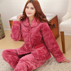 Winter clothing in the elderly add fertilizer XL, pajamas thickening cotton, coral velvet female fat 200 pounds 4XL XXL (140-160 Jin) A 708 red bean paste
