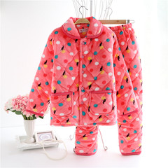 Autumn and winter thick long sleeved jacket ladies pajamas quilted coral velvet warm size mink cashmere Home Furnishing suit XL (162CM-165CM 120 Jin -135 Jin) Colorful dots