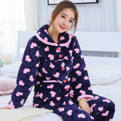 The three winter pajamas coral fleece flannel layer thickened quilted winter sweet Korean dress jacket Home Furnishing L (100-120 Jin) three layer thickening Five hundred and thirty-five