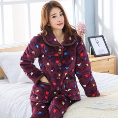 The three winter pajamas coral fleece flannel layer thickened quilted winter sweet Korean dress jacket Home Furnishing L (100-120 Jin) three layer thickening Five hundred and twenty-five