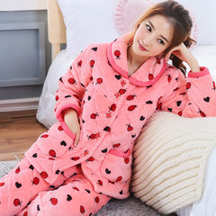The three winter pajamas coral fleece flannel layer thickened quilted winter sweet Korean dress jacket Home Furnishing L (100-120 Jin) three layer thickening Five hundred and fifty-six