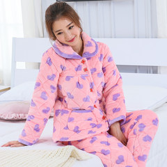 The three winter pajamas coral fleece flannel layer thickened quilted winter sweet Korean dress jacket Home Furnishing L (100-120 Jin) three layer thickening Five hundred and twenty-four