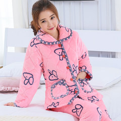 The three winter pajamas coral fleece flannel layer thickened quilted winter sweet Korean dress jacket Home Furnishing L (100-120 Jin) three layer thickening Five hundred and fifty-one