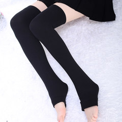 [] a special offer every day in autumn and winter socks Leggings Knee High Socks Socks female student stockings Japanese half leg socks Size 35-44 Pure black (spring and Autumn)