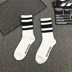 Korean socks ulzzang Harajuku tide brand men and women stockings Hello Red Hip Hop Street skateboard socks Size 35-44 Black and white stripes