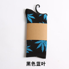 Shipping autumn maple leaf cotton socks and women Street Harajuku lovers personality skateboard stockings Size 35-44 Black blue