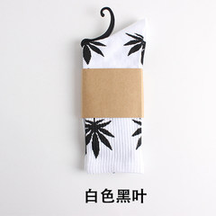Shipping autumn maple leaf cotton socks and women Street Harajuku lovers personality skateboard stockings Size 35-44 White Heiye