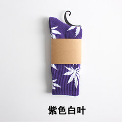 Shipping autumn maple leaf cotton socks and women Street Harajuku lovers personality skateboard stockings Size 35-44 Purple white leaves