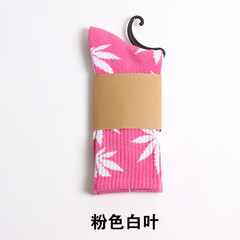 Shipping autumn maple leaf cotton socks and women Street Harajuku lovers personality skateboard stockings Size 35-44 Pink white leaves