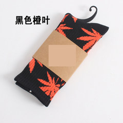Shipping autumn maple leaf cotton socks and women Street Harajuku lovers personality skateboard stockings Size 35-44 Black orange leaves