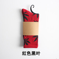 Shipping autumn maple leaf cotton socks and women Street Harajuku lovers personality skateboard stockings Size 35-44 Red Heiye