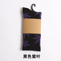 Shipping autumn maple leaf cotton socks and women Street Harajuku lovers personality skateboard stockings Size 35-44 Black Purple