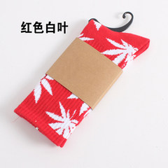 Shipping autumn maple leaf cotton socks and women Street Harajuku lovers personality skateboard stockings Size 35-44 Red white leaves