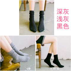 3 pairs of socks on piles of spring and summer in South Korea Mori socks children socks stockings socks autumn and winter boots Size 35-44 Light gray and dark gray +