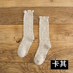 South Korea heap socks, autumn and winter Vintage cotton hose socks, Department of the original Department of the wind, snow, thickening of the Institute of wool stockings Size 35-44 Coarse lace Khaki drill