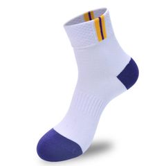 Male male sports socks socks pure cotton socks socks black four waist deodorant socks 20 double socks Qiu dongkuan Size 35-44 White 2