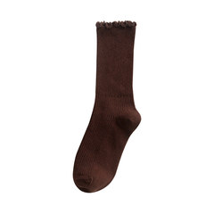 Pile of socks during the spring and autumn winter thin pure cotton stockings edge all-match Children Summer School in the Korean version of socks Size 35-44 Coffee