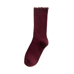 Pile of socks during the spring and autumn winter thin pure cotton stockings edge all-match Children Summer School in the Korean version of socks Size 35-44 Claret