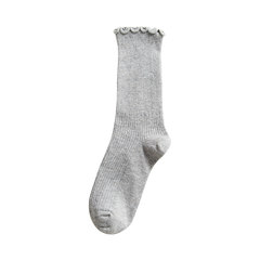 Pile of socks during the spring and autumn winter thin pure cotton stockings edge all-match Children Summer School in the Korean version of socks Size 35-44 Light grey