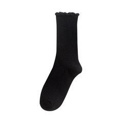Pile of socks during the spring and autumn winter thin pure cotton stockings edge all-match Children Summer School in the Korean version of socks Size 35-44 black