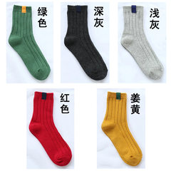 Korean character all-match tide socks Mori Japanese Korean socks socks Harajuku children winter black cotton Size 35-44 Green + Light + dark gray + Red + Jiang Huang