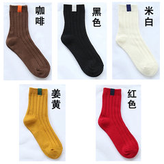 Korean character all-match tide socks Mori Japanese Korean socks socks Harajuku children winter black cotton Size 35-44 Coffee + Black + rice white + turmeric + Red