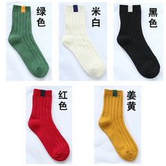 Korean character all-match tide socks Mori Japanese Korean socks socks Harajuku children winter black cotton Size 35-44 Green + rice white + Black + Red + Jiang Huang