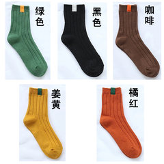 Korean character all-match tide socks Mori Japanese Korean socks socks Harajuku children winter black cotton Size 35-44 Green + Black + coffee + + orange turmeric