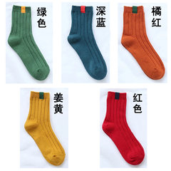 Korean character all-match tide socks Mori Japanese Korean socks socks Harajuku children winter black cotton Size 35-44 Green + Blue + Red + Red + turmeric
