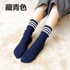 The children of Han Guoqiu winter socks Japanese cotton socks retro all-match short piles in ventilation tube long socks Size 35-44 Tibet Navy