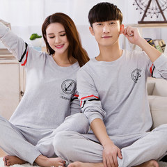 Spring and autumn and fall a long sleeved cotton pajamas a couple of men and women in autumn and winter can wear cotton Home Furnishing suit Female L A8964 gray