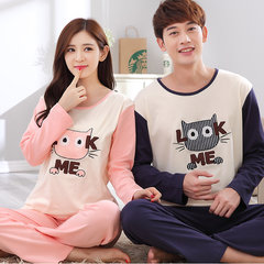 Spring and autumn and fall a long sleeved cotton pajamas a couple of men and women in autumn and winter can wear cotton Home Furnishing suit Female L 9902ME