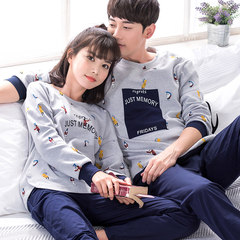 Spring and autumn and fall a long sleeved cotton pajamas a couple of men and women in autumn and winter can wear cotton Home Furnishing suit Female L A9070 ash