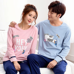 Spring and autumn and fall a long sleeved cotton pajamas a couple of men and women in autumn and winter can wear cotton Home Furnishing suit Female L L-HEY