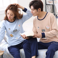 Spring and autumn and fall a long sleeved cotton pajamas a couple of men and women in autumn and winter can wear cotton Home Furnishing suit Female L L bicycle