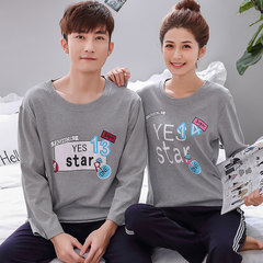 Spring and autumn and fall a long sleeved cotton pajamas a couple of men and women in autumn and winter can wear cotton Home Furnishing suit Female L D1314