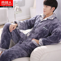 Nanjiren pajamas in autumn and winter of three layers of coral velvet cotton with cashmere clothing Home Furnishing male Flannel Suit Nanjiren choose cotton, is to choose rest assured 89 clip cotton male god money