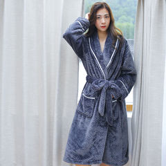 Autumn/winter flannel lover bathrobe for women thickened coral-velvet nightgown for women long style pyjamas for men S/M (recommended to wear within 130kg) charcoal grey (female)