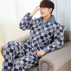 The winter of three layer with men's cashmere coral fleece clip COTTON PAJAMA Flannel Suit Jacket warm Home Furnishing male XXL [140-165 Jin] 806#