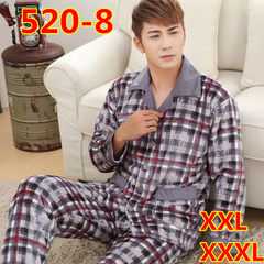 Autumn and winter thickening and velvet coral velvet middle-aged men add fertilizer, increase big code fat flannel pajamas 6XL 6X (230-260 Jin) 520-8