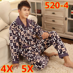 Autumn and winter thickening and velvet coral velvet middle-aged men add fertilizer, increase big code fat flannel pajamas 6XL 6X (230-260 Jin) 520-4
