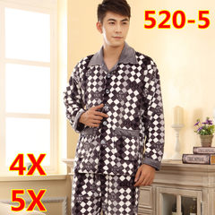 Autumn and winter thickening and velvet coral velvet middle-aged men add fertilizer, increase big code fat flannel pajamas 6XL 6X (230-260 Jin) 520-5