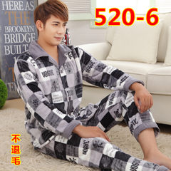 Autumn and winter thickening and velvet coral velvet middle-aged men add fertilizer, increase big code fat flannel pajamas 6XL 6X (230-260 Jin) 520-6