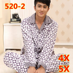 Autumn and winter thickening and velvet coral velvet middle-aged men add fertilizer, increase big code fat flannel pajamas 6XL 6X (230-260 Jin) 520-2