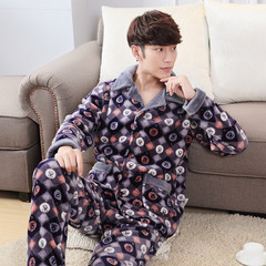 Autumn and winter thickening and velvet coral velvet middle-aged men add fertilizer, increase big code fat flannel pajamas 6XL 6X (230-260 Jin) Nine thousand nine hundred and one