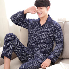 Men's pajamas men's spring and autumn cotton long sleeve men's summer cotton plus big size middle aged home suit set [preferential advance purchase, buy as early as possible] WJ1601