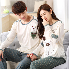 Every day special edition, spring and autumn, ladies, pure cotton cartoon big size, lovers long sleeve pajamas, men's cotton suit Female XL code Cartoon dog [pure cotton]