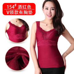 Warm vest plus velvet female personal fitness Double thick sexy lace chest supporting super soft abdomen winter coat XL 154 red wine with bra
